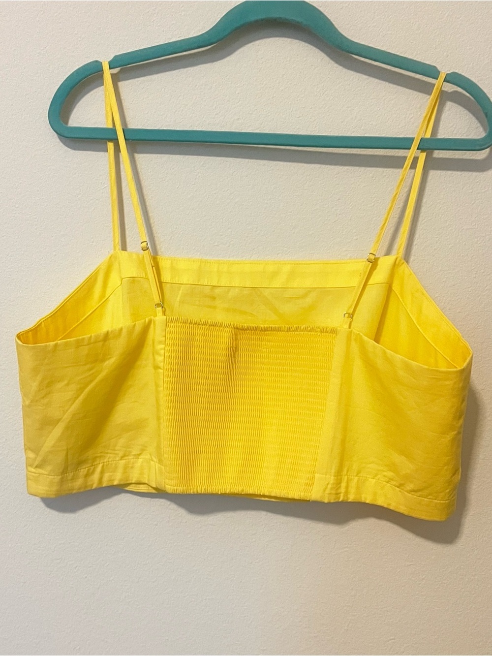 Banana Republic NWT Yellow 100% Cotton Spaghetti Strap Square Neck Crop Top XL - Picture 3 of 7
